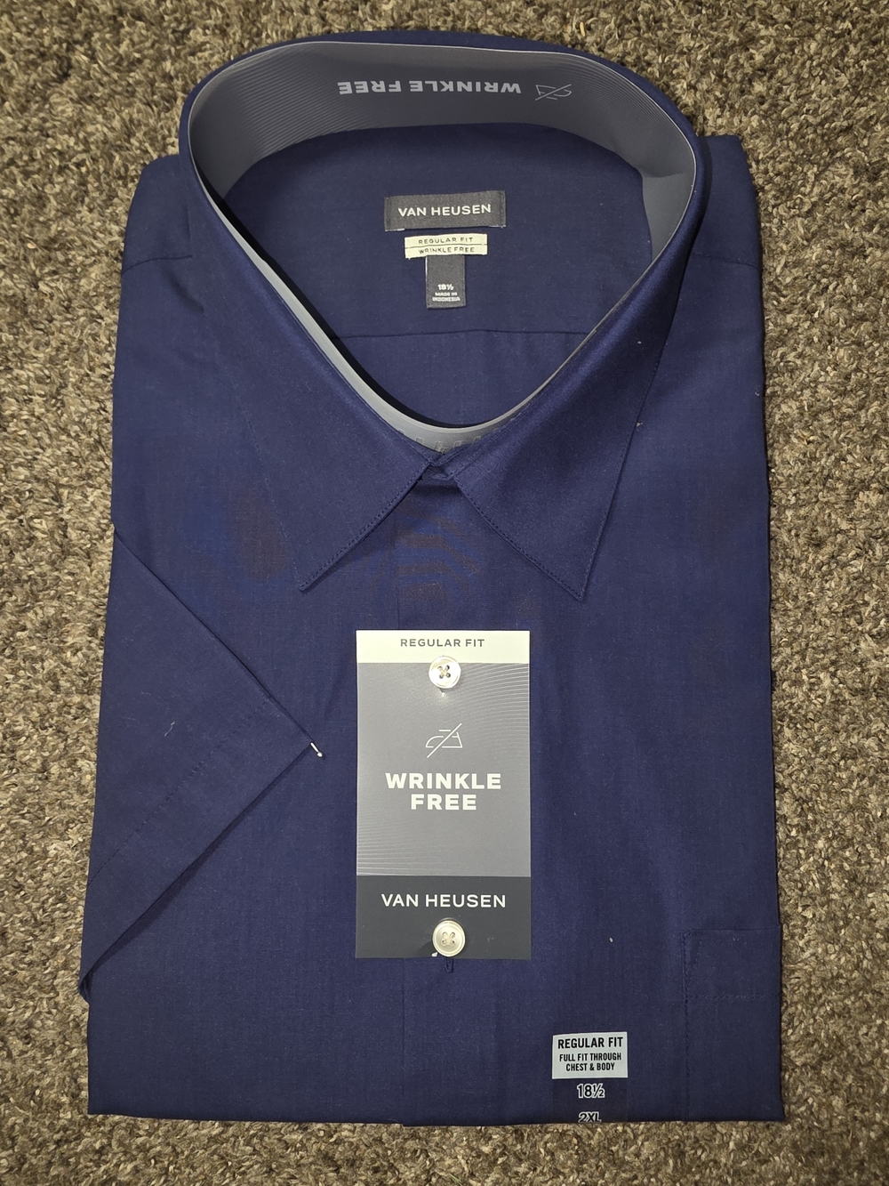 Van Heusen Navy Short Sleeve Dress Shirt